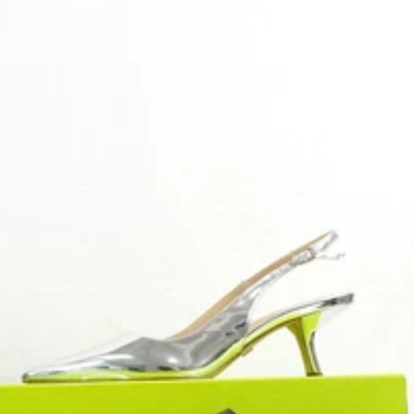 Sam Edelman Bianka Kitten-Heel Leather Slingback Pumps in Soft Silver Metallic - Picture 8 of 8